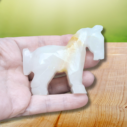 Cheval ou âne en Aragonite et Calcite 87g (PRGFL348-2)