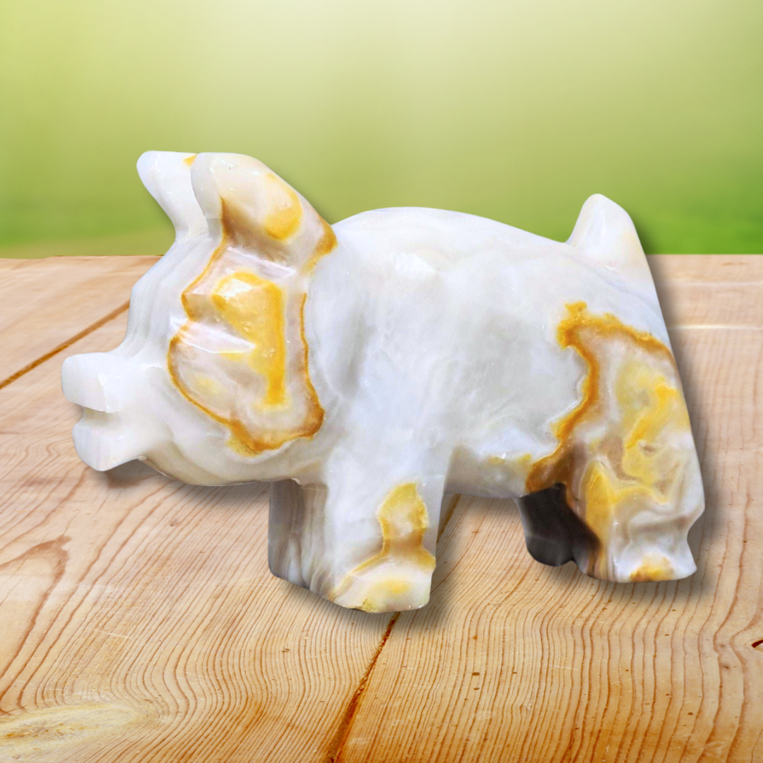 Cochon en Aragonite et Calcite (PRGFL627) - ENAE Minéraux