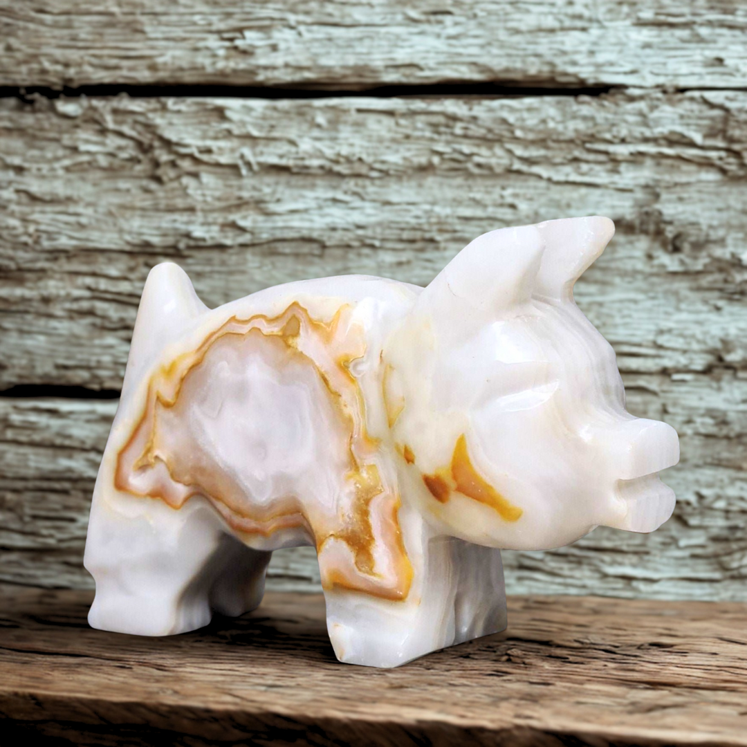 Cochon en Aragonite et Calcite 178g (PRGFL627)