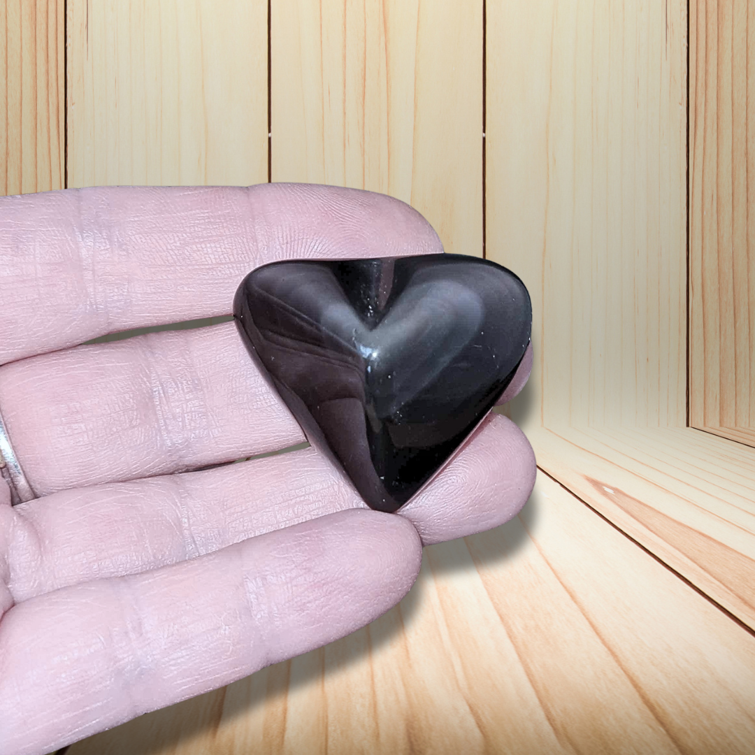 Cœur en Obsidienne Œil Céleste 19g (PRGFL639-1) - ENAE Minéraux
