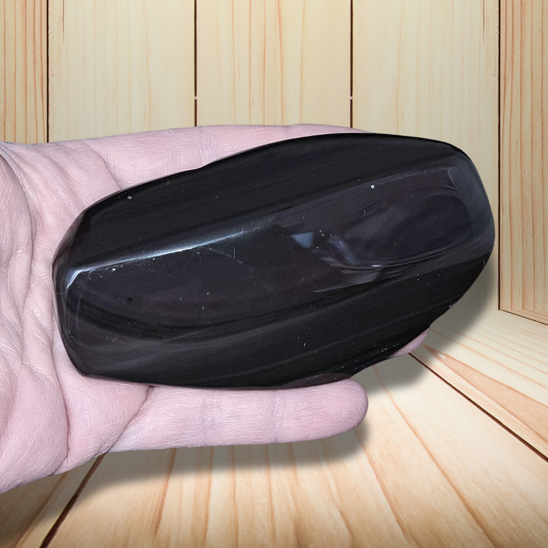 Cœur poli en Obsidienne Œil Céleste 182g (PRGFL334-2) - ENAE Minéraux