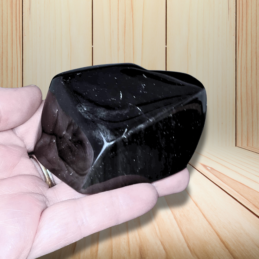 Cœur poli en obsidienne Œil Céleste 196g (PRGFL334-4) - ENAE Minéraux