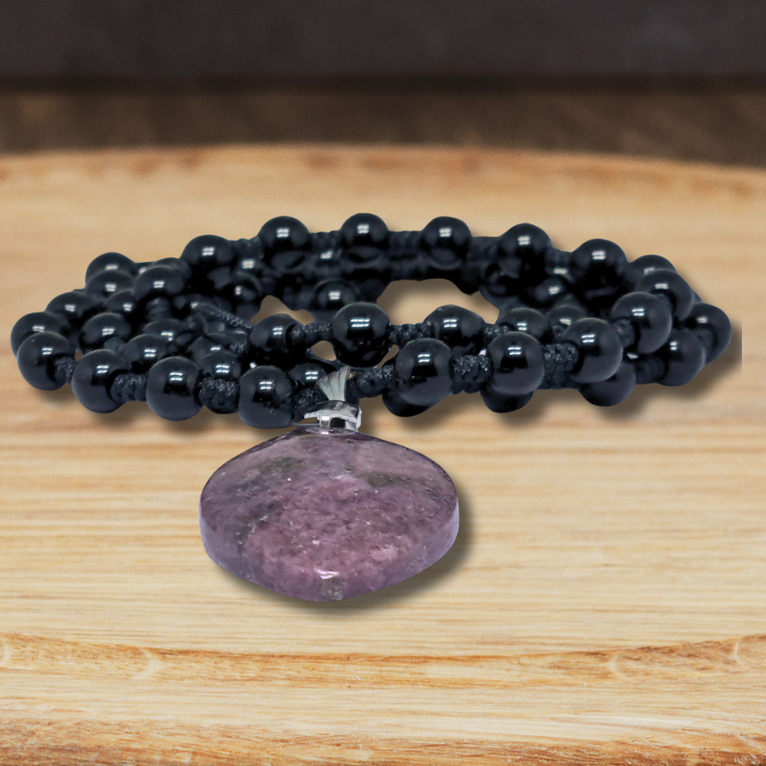 Collier style Mala en Obsidienne noire et Grenatite (COL23-47) - ENAE Minéraux