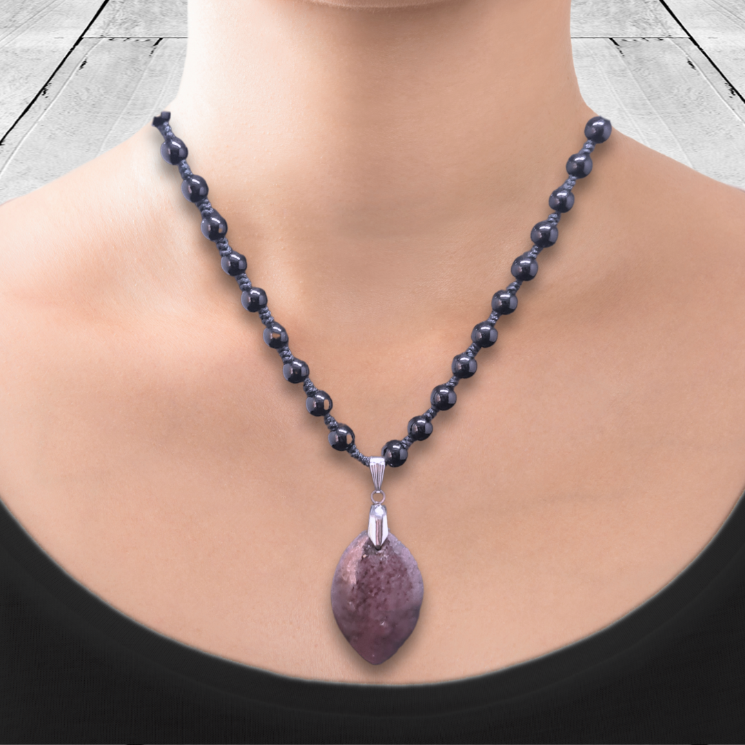 Collier style Mala en Obsidienne noire et Grenatite (COL23-47) - ENAE Minéraux