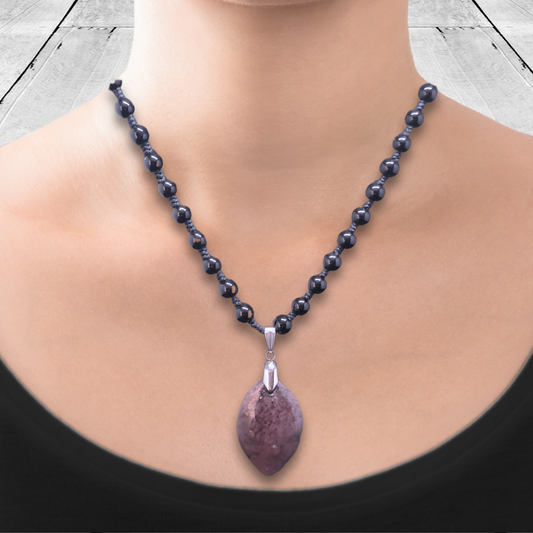 Collier style Mala en Obsidienne noire et Grenatite (COL23-47)