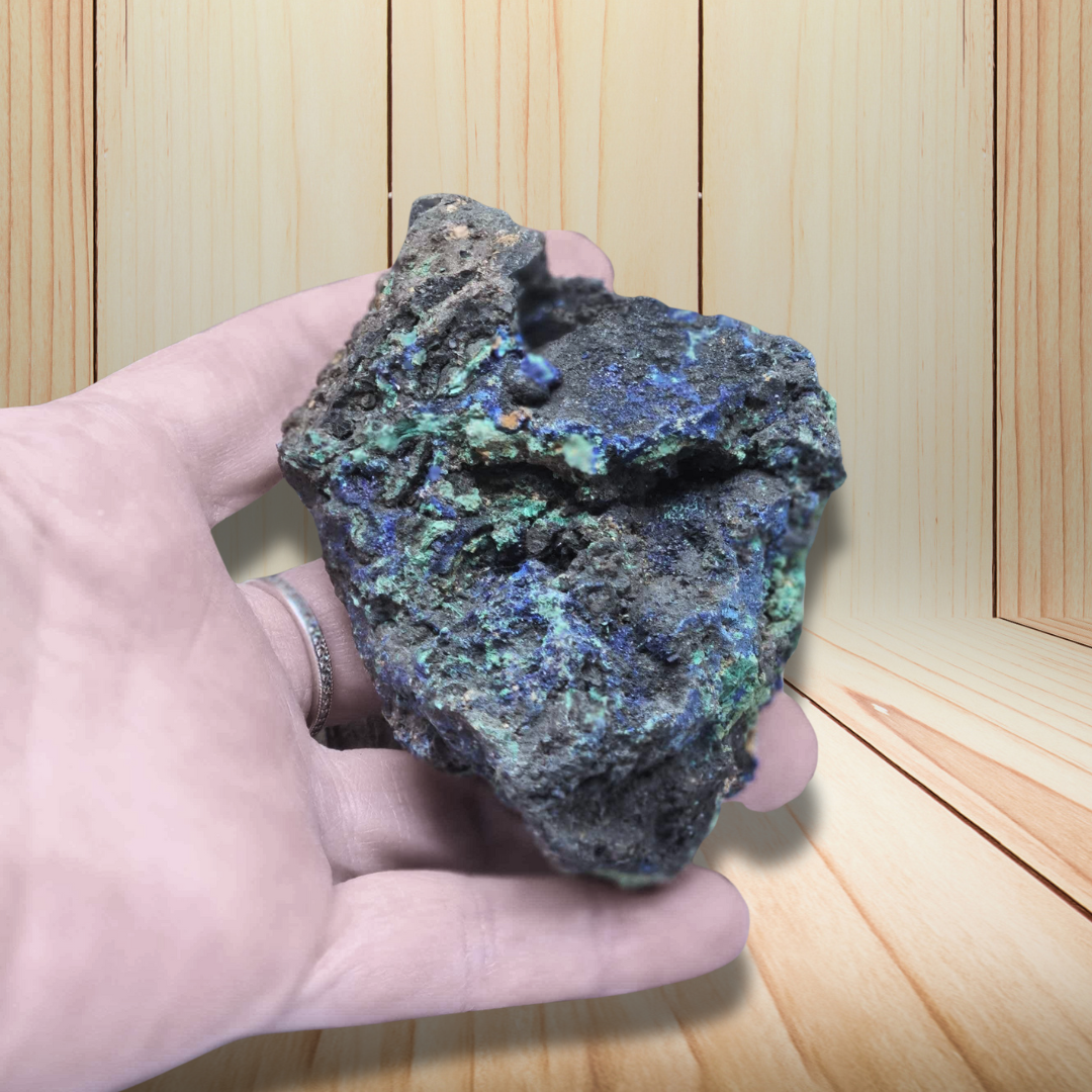 Cristaux d'Azurite et Malachite bruts 201g (MB409-1) - ENAE Minéraux