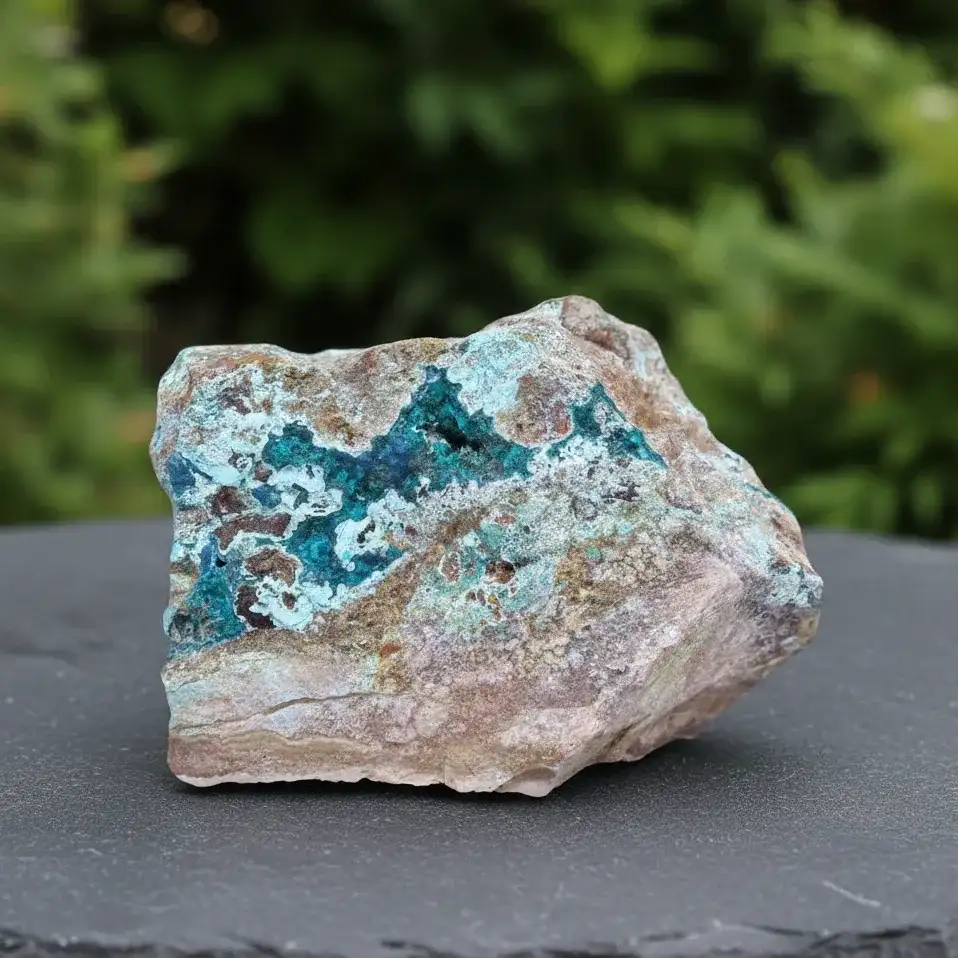Dioptase brute avec Planchéite, Shattuckite, Cérusite 1157g (MB432 - 1)