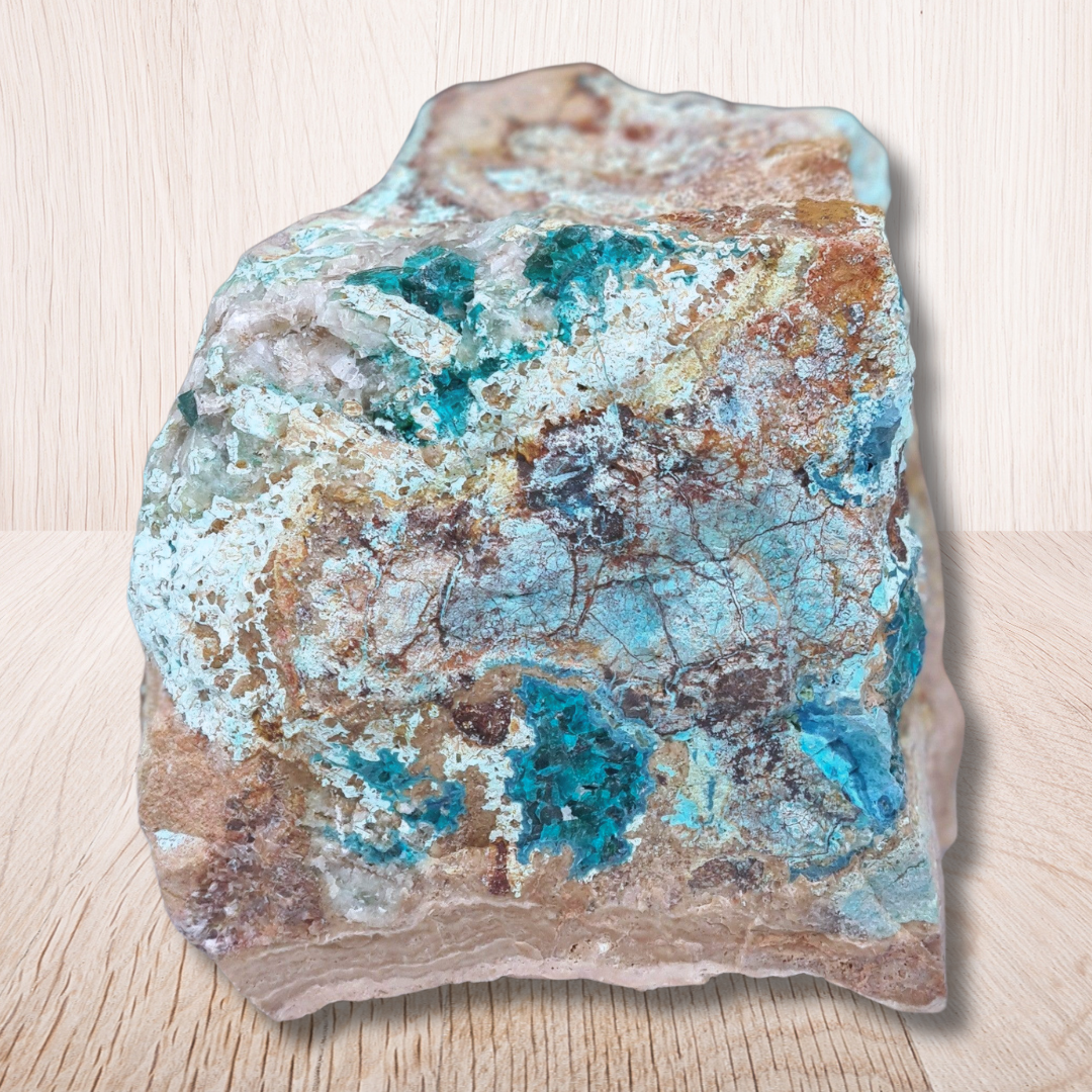 Dioptase brute avec Planchéite, Shattuckite, Cérusite 1157g (MB432-1) - ENAE Minéraux