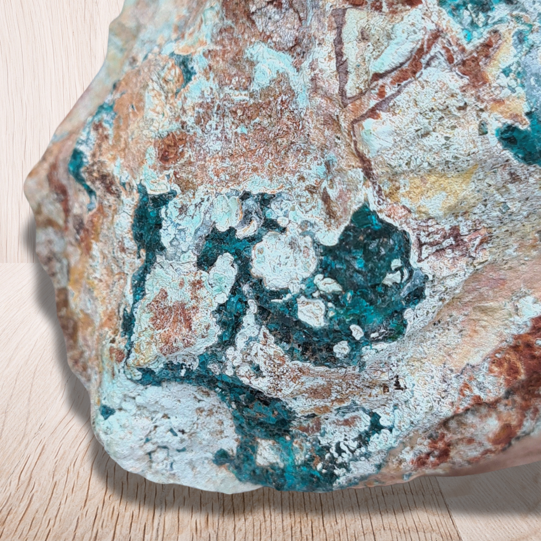 Dioptase brute avec Planchéite, Shattuckite, Cérusite 1157g (MB432-1) - ENAE Minéraux