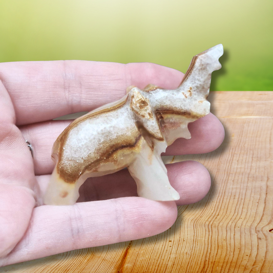 Eléphant en Calcite et Aragonite 42g (PRGFL346-63)