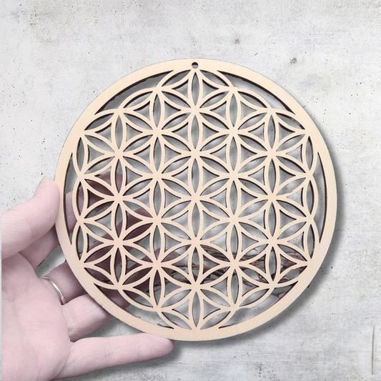 Fleur de vie 3D en bois 14 cm