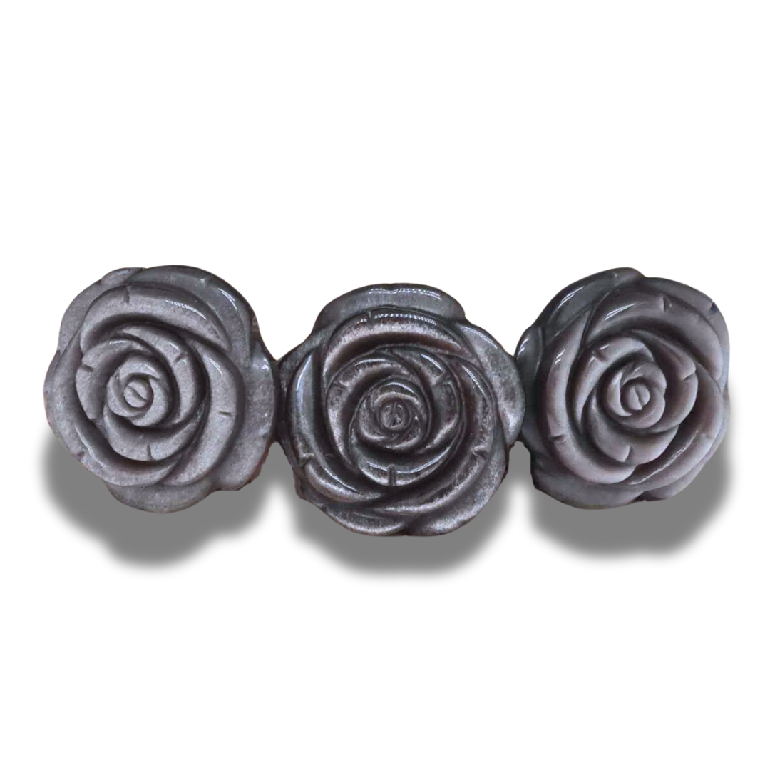 Fleur sculptée en Obsidienne argentée (PRGFL697) - ENAE Minéraux
