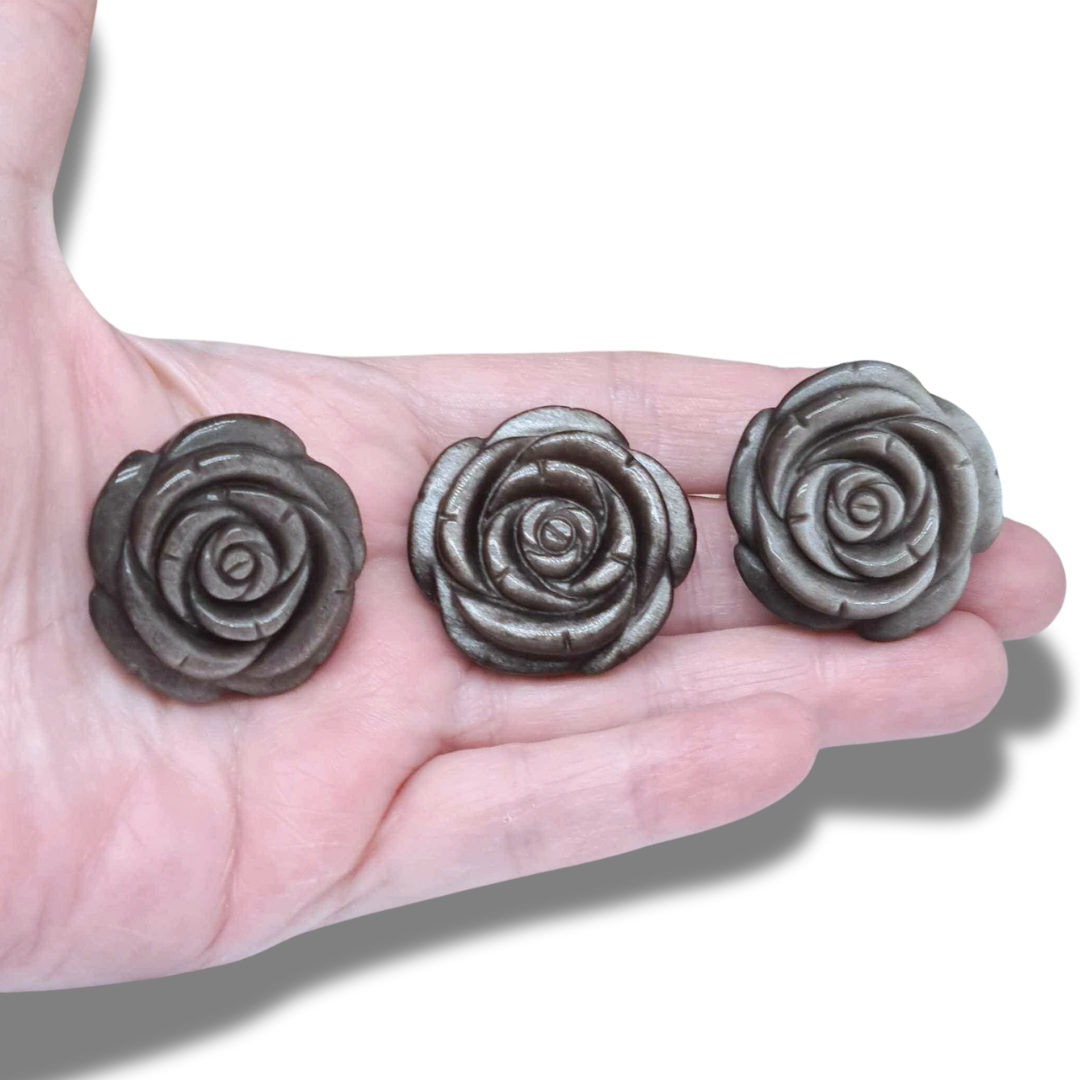 Fleur sculptée en Obsidienne argentée (PRGFL697) - ENAE Minéraux
