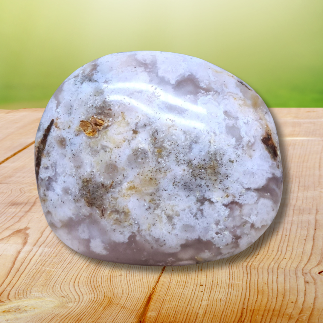 Galet en Agate Fleurs de cerisier (PRGFL706)