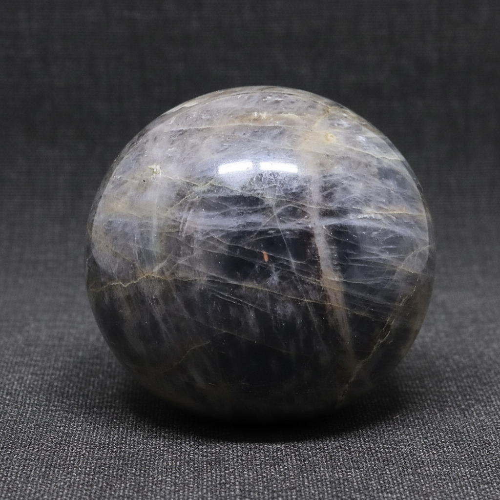 Galet poli en Pierre de Lune noire 102g (PRGFL608-8)