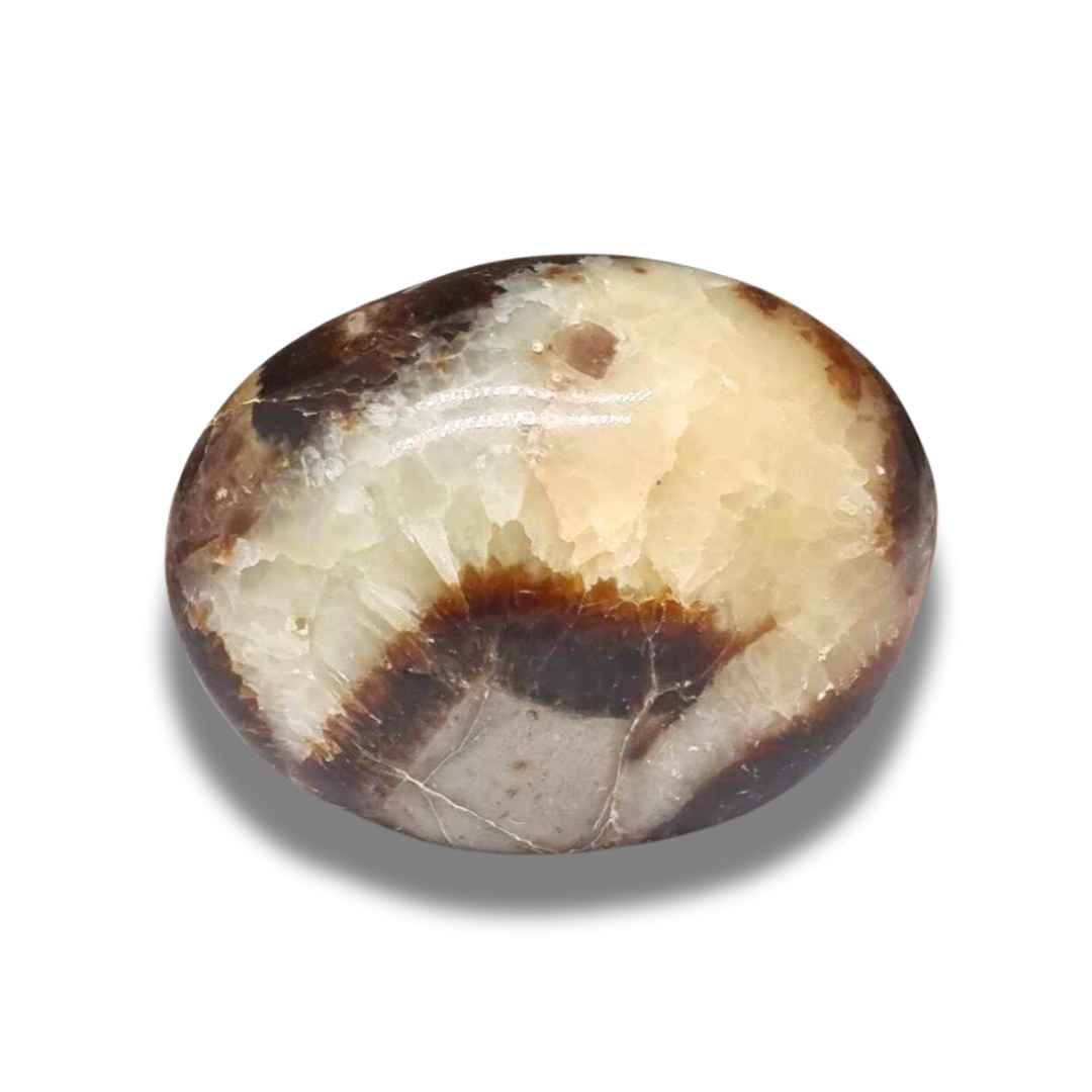 Galet poli en Septaria et Calcite jaune (PRGFL325-6)