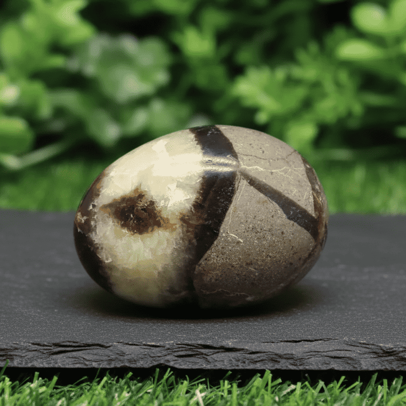 Galet poli en Septaria et Calcite jaune 40g (PRGFL325 - 8)