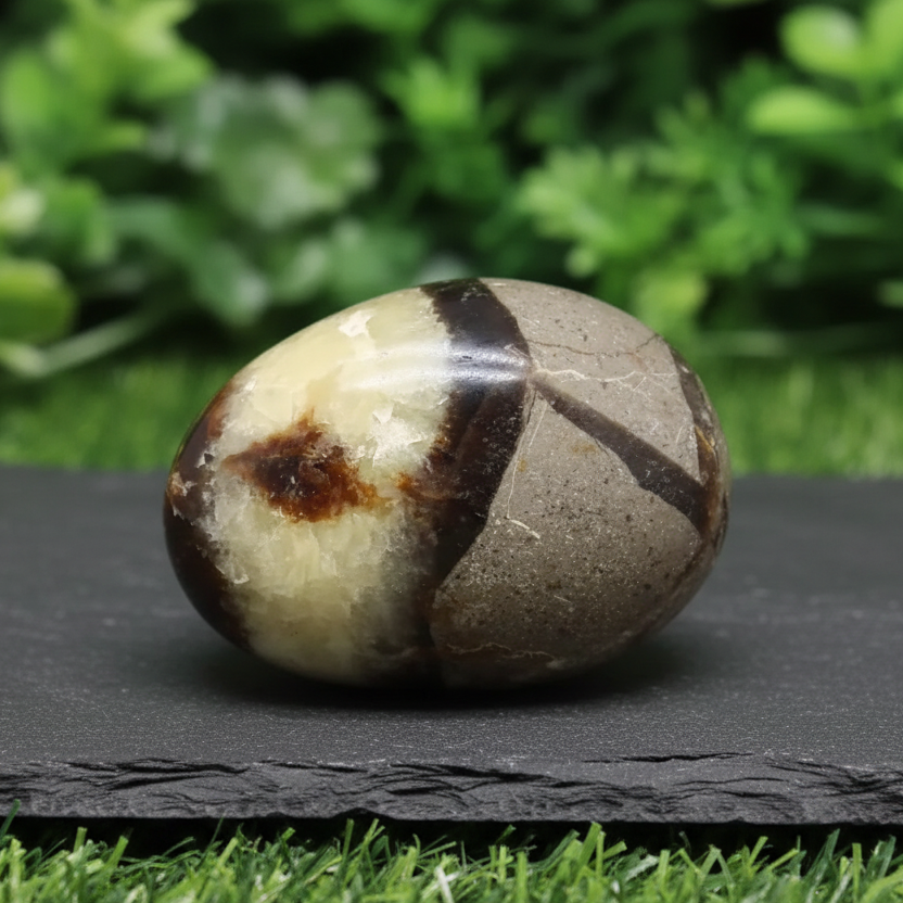 Galet poli en Septaria et Calcite jaune 40g (PRGFL325-8)