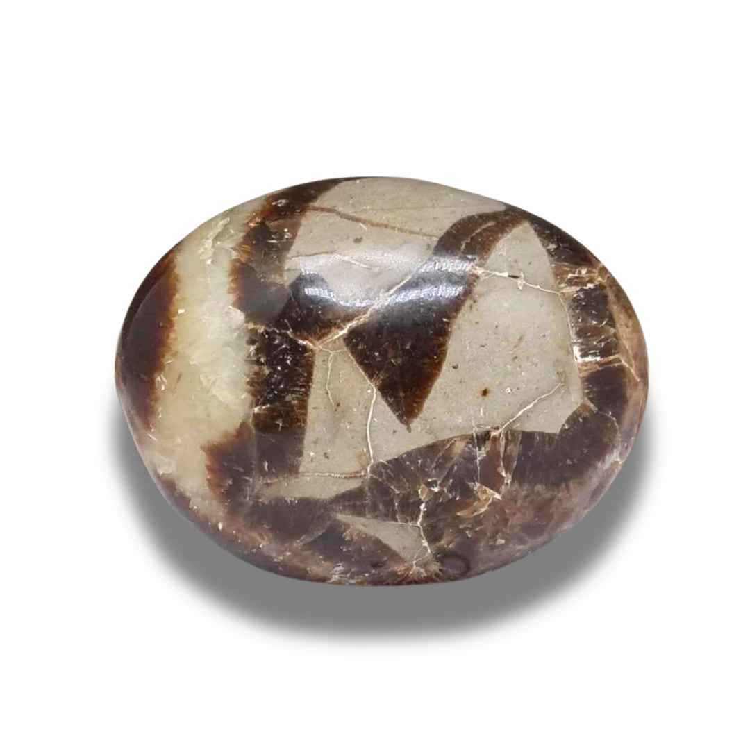 Galet poli en Septaria et Calcite jaune (PRGFL325-6)