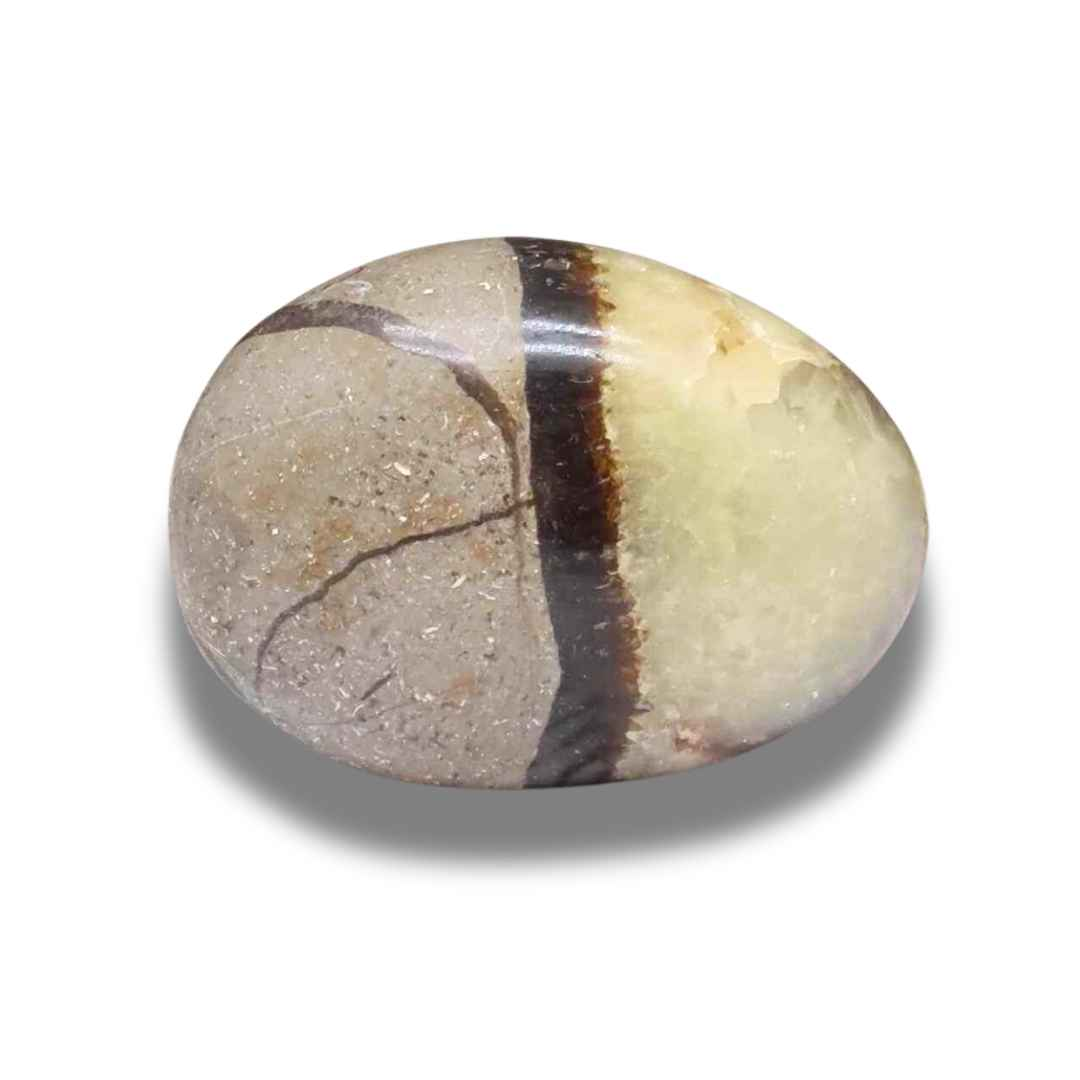 Galet poli en Septaria et Calcite jaune (PRGFL325-8)
