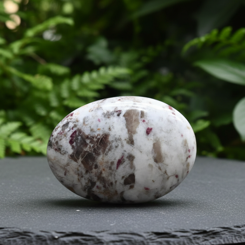 Galet en Quartz et Rubellite (Tourmaline rose) 126g (PRGFL526-1)