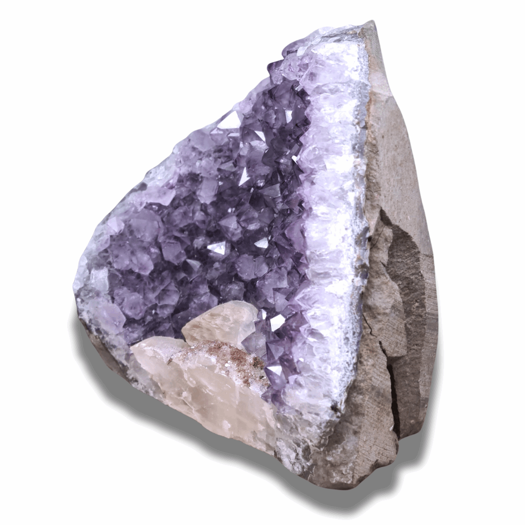 Géode d'Améthyste et Calcite brute 1761g (MB330-16) - ENAE Minéraux