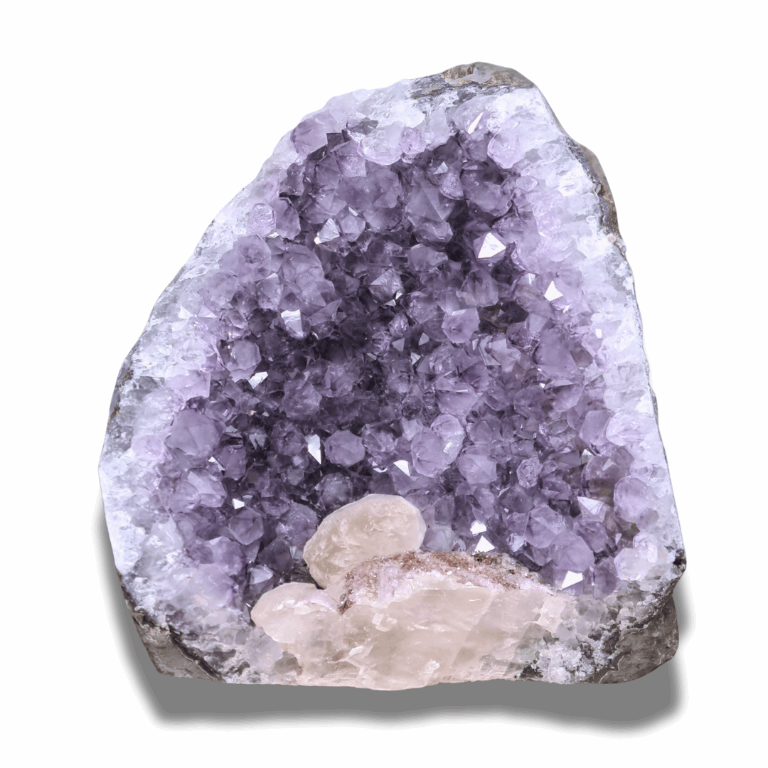 Géode d'Améthyste et Calcite brute 1761g (MB330-16) - ENAE Minéraux