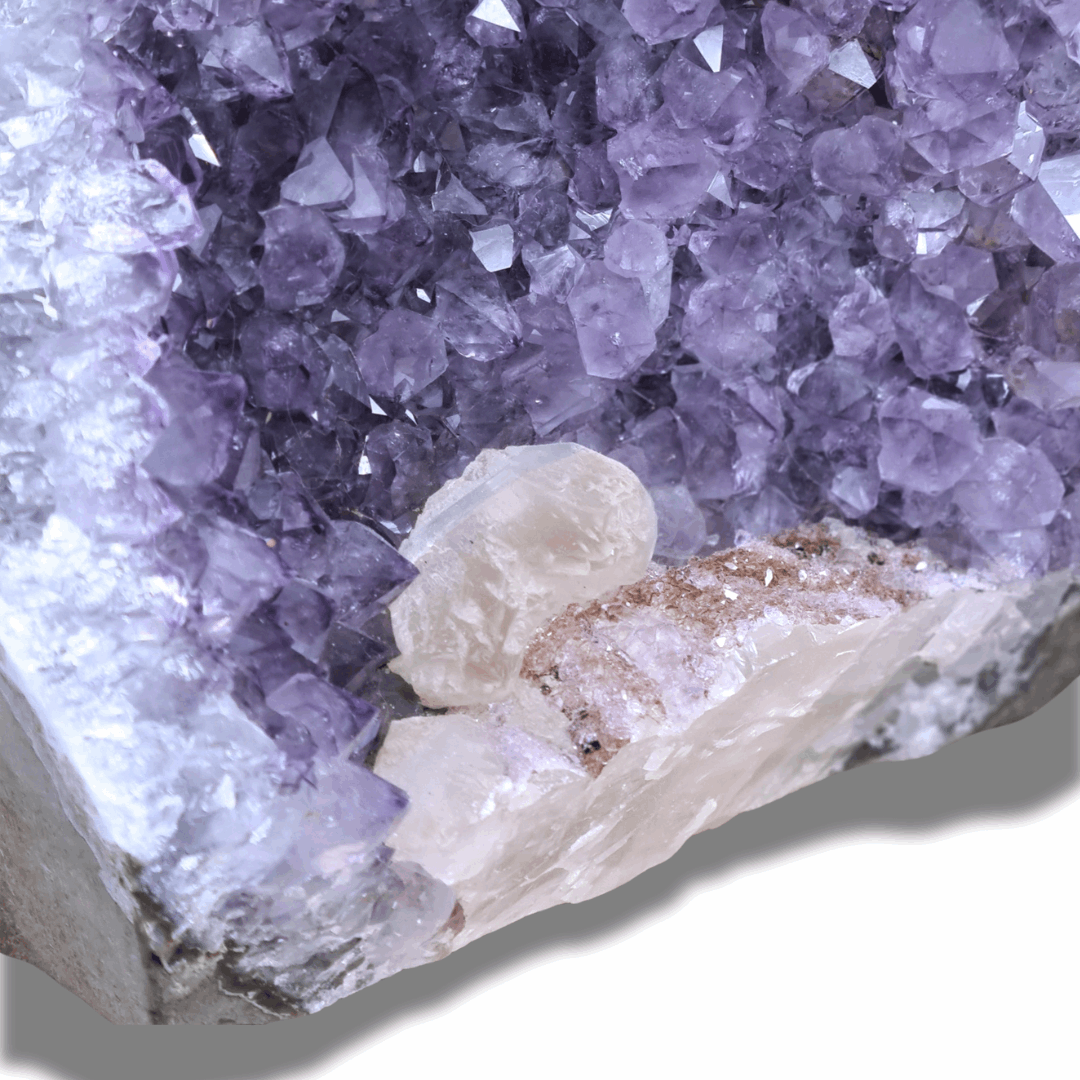Géode d'Améthyste et Calcite brute 1761g (MB330-16) - ENAE Minéraux