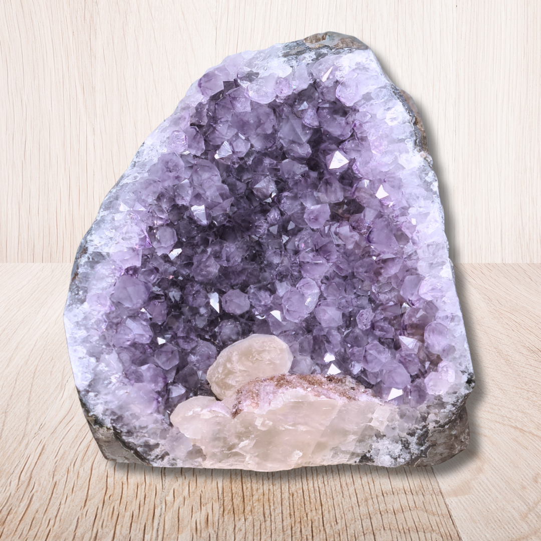 Géode d'Améthyste et Calcite brute 1761g (MB330-16)
