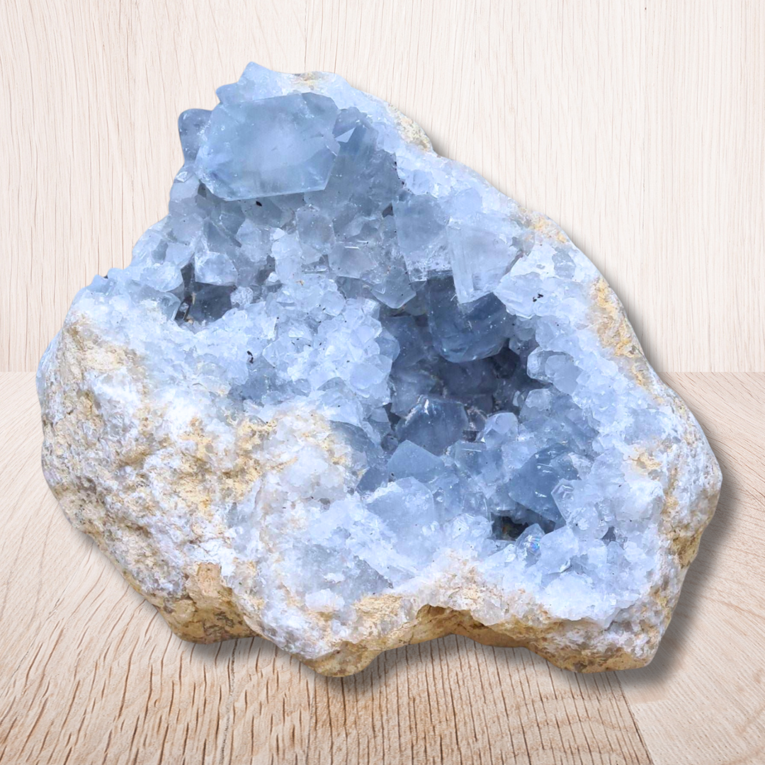 Géode de Célestine bleue brute 448g (MB331-5) - ENAE Minéraux