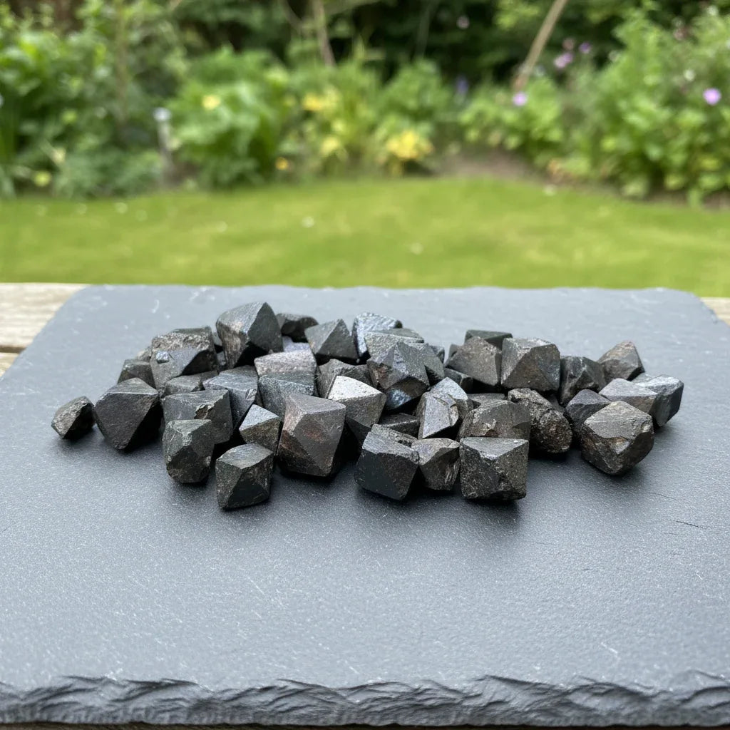 Lot de 10 petits cristaux bruts de Magnétite (MB553)