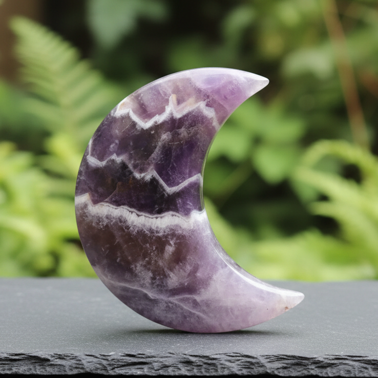 Lune polie en Améthyste chevron 134g (PRGFL397-2)