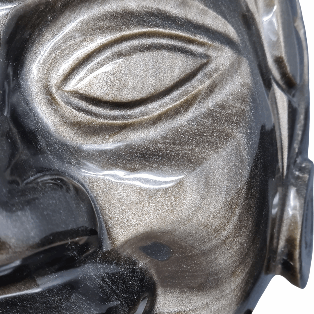 Tête masque Maya en Obsidienne dorée (PRGFL705) - ENAE Minéraux
