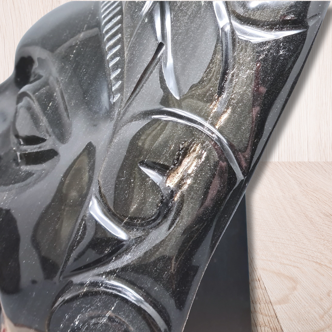 Tête masque Maya en Obsidienne dorée 2177g (PRGFL705) - ENAE Minéraux