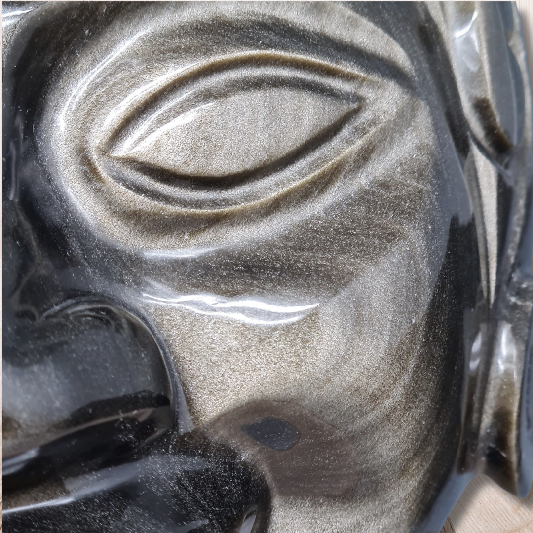 Tête masque Maya en Obsidienne dorée 2177g (PRGFL705) - ENAE Minéraux