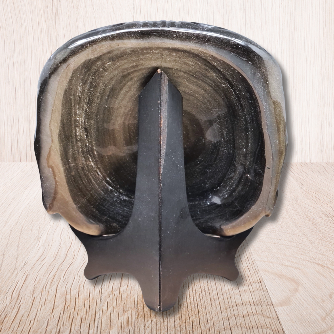 Tête masque Maya en Obsidienne dorée 2177g (PRGFL705) - ENAE Minéraux