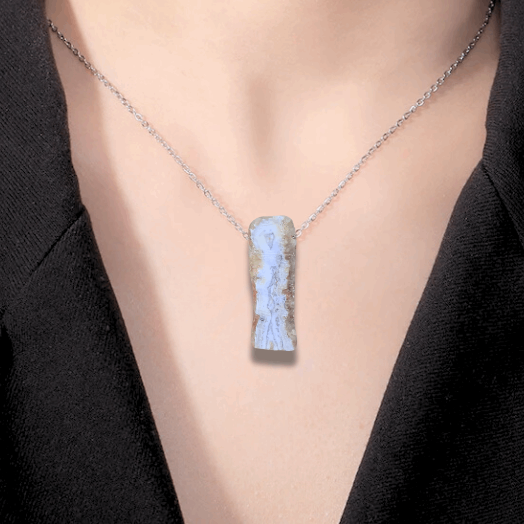 Pendentif tranche de Agate bleue (PE1714-2) - ENAE Minéraux