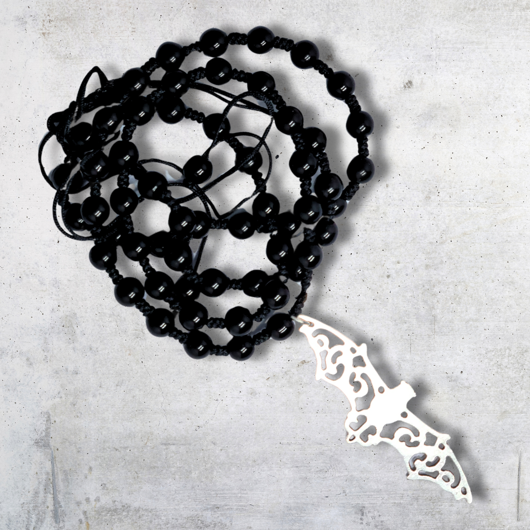 Collier style Mala en Obsidienne noire et sa chauve-souris (COL23-50) - ENAE Minéraux