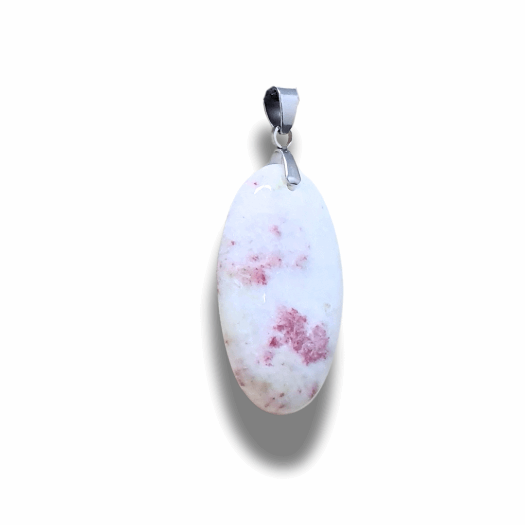Pendentif en Cinabre et Calcite blanche (PE2019)