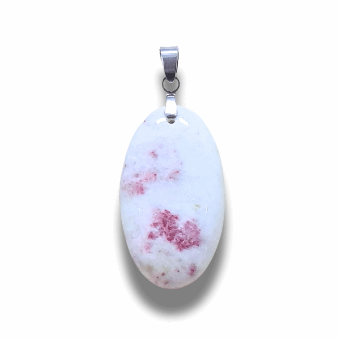 Pendentif en Cinabre et Calcite blanche (PE2019)
