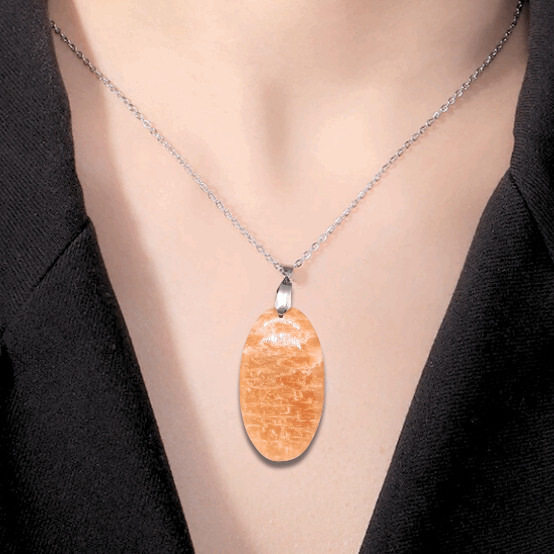 Pendentif en Pierre de Lune orange (PE585) - ENAE Minéraux
