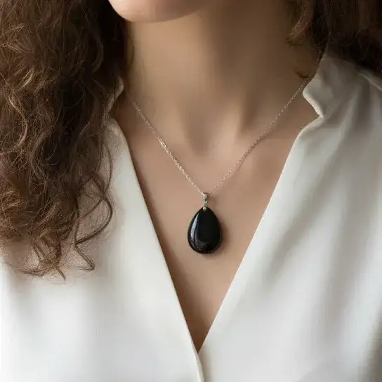Pendentif en Obsidienne Œil Céleste bi - face (PE1020 - 7)