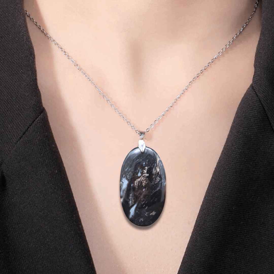 Pendentif en Racine de palmier et Chalcopyrite (PE1447)