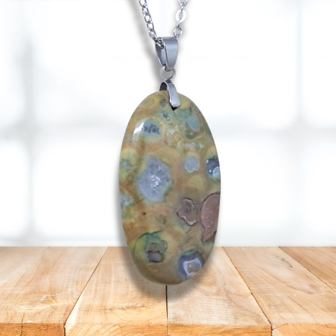 Pendentif en Rhyolite Rain Forest (PE658) - ENAE Minéraux
