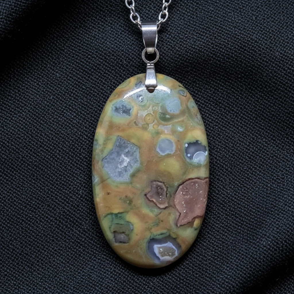 Pendentif en Rhyolite Rain Forest (PE658)