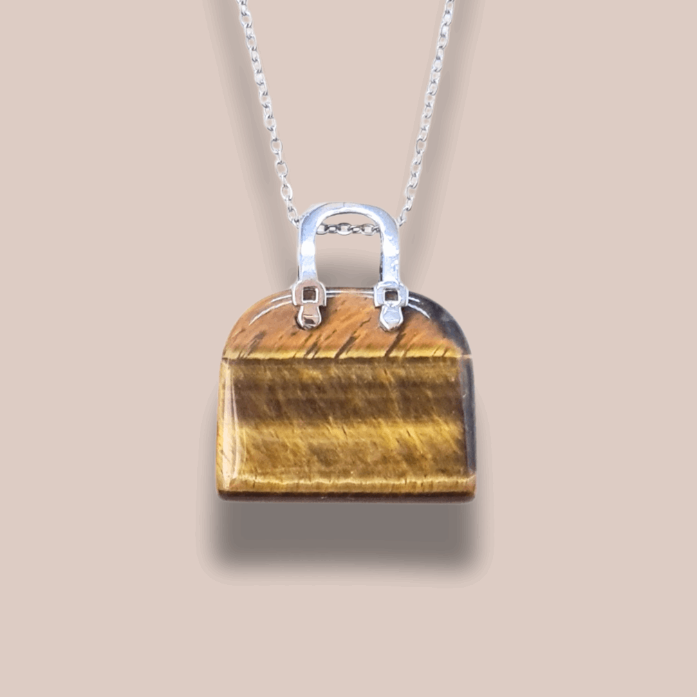 Pendentif Sac à main en Œil de Tigre (PE1837-2)