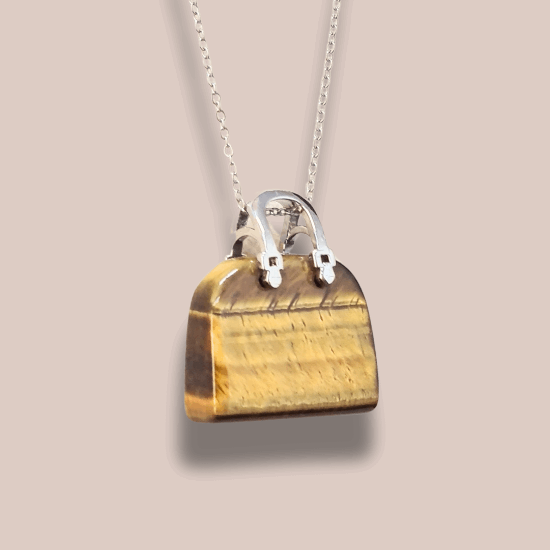 Pendentif Sac à main en Œil de Tigre (PE1837-2)