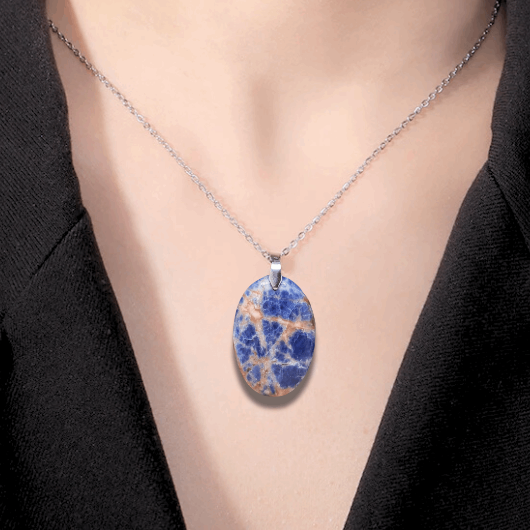 Pendentif en Sodalite et Cancrinite (PE929) - ENAE Minéraux