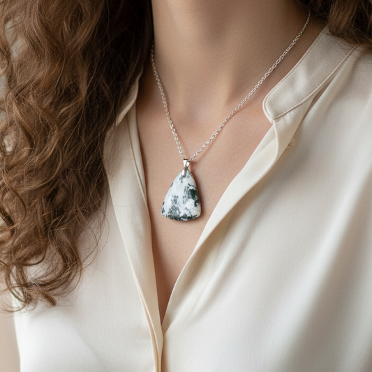 Pendentif en Agate Arbre (PE1486-2)