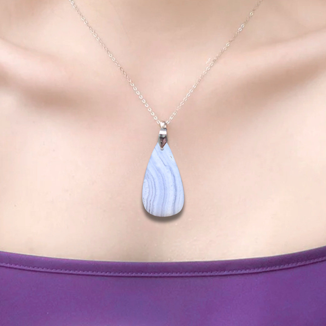 Pendentif en Agate bleue (PE1474)